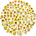 100Pcs Small Sunflower Stickers Transparent by Obujopal