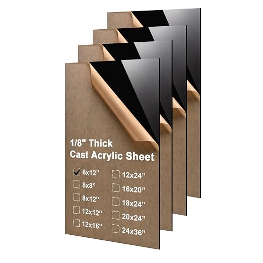 KINLINK 6x12 Plexiglass Sheets 1/8 inch Thick - 3mm Black Cast Acrylic Sheet by KINLINK