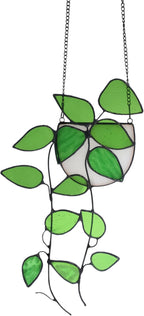 Lolitarcrafts Faux Plant Stained Glass Window Hangings | Real Stained Glass by HandmadeGlassSuncather