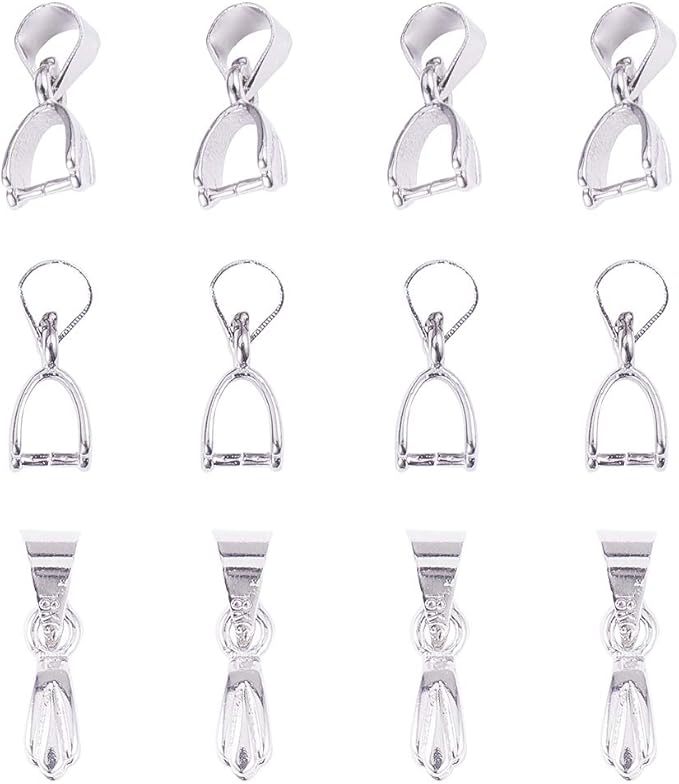 PH PandaHall Pinch Clip, 100 Pieces Brass Pinch Clip Bail Clasp Dangle Charm by PHPandaHall
