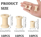 30 Pcs Wooden Spools, 3 Sizes Wooden Spools - Image 3