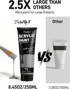 JusArt Metallic Silver Acrylic Paint, 8.45oz/250ml Large Tube, Heavy Body Rich - Image 4
