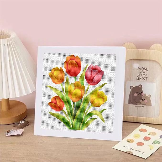 VIGEGU Tulip Cross Stitch Kits for Beginners, Flowers Stamped Cross Stitch for - Image 7