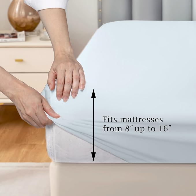FreshCulture Pure Cotton Fitted Sheets Full Size, 300 Thread Count Percale - Image 3