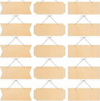 15 Pieces Unfinished Hanging Wood Sign Rectangle Blank Hanging Decorative Wood by BAPHILE