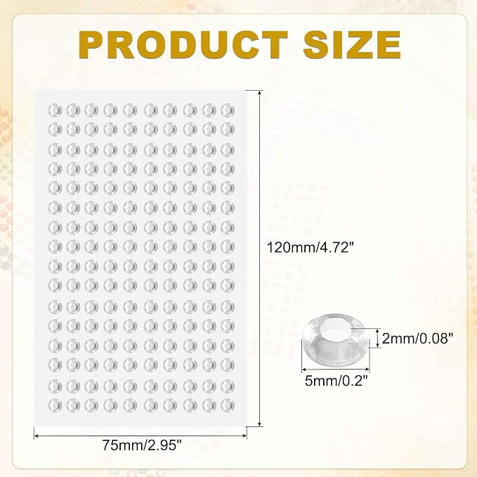 HARFINGTON 5 Sheet/800pcs Rhinestone Adhesive Stickers Self Adhesive Acrylic - Image 2