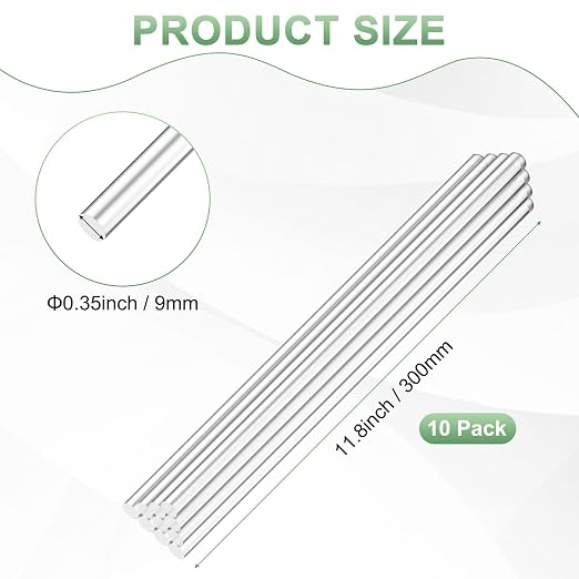 M METERXITY 10-Pack Acrylic Round Rods, 11.81 x 0.35 Inch/ 300 x 9 mm Clear - Image 3