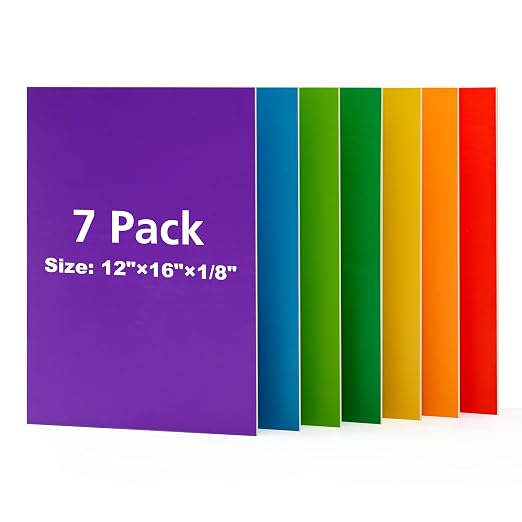 Rowood 7 Pack Rainbow Colored Plywood Sheets, 3mm Multi Thin Unfinished Wood by RowoodAssembleArtDecorateLife