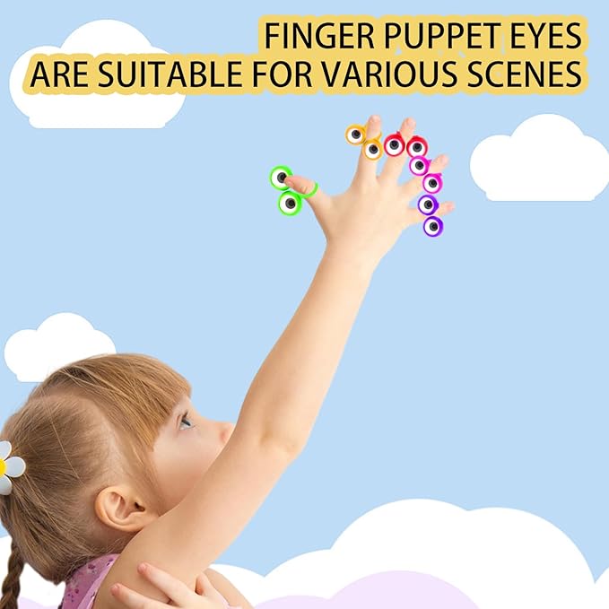 100 PCS Eye Finger Puppets Toys Set, Wiggly Eyeball Finger Puppet Eye On Rings - Image 2