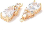 FASHEWELRY 10Pcs Faceted Teardrop Glass Pendants Cubic Zirconia Real 18K Gold - Image 3