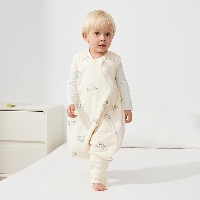 Duomiaomiao 2.5 TOG Toddler Sleep Sack 36-48 Months 100% Cotton Winter Side Open Zipper Baby Sleep Sack with Feet, Warm Toddler Wearable Blanket