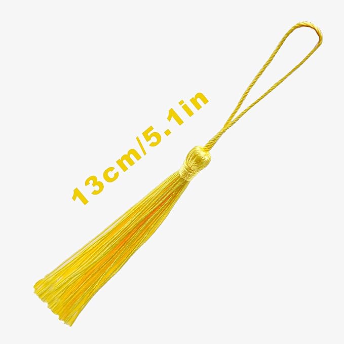 VAPKER 100 Pieces Light Yellow Color 13cm/5-Inch Silky Handmade Soft Tassels - Image 2