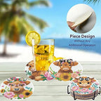 8 Pack Diamond Art Coasters, Highland Cow Diamond Painting Coasters Kits | Cow - Image 4