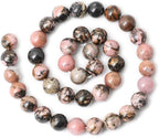 35PCS 10mm Natural Black Line Rhodochrosite Gemstone Smooth Round Loose Beads - Image 2