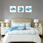 JAPO ART -Ocean Art Prints Tropical Wall Art Wall Blue Fish Blue Shells Hermit - Image 3