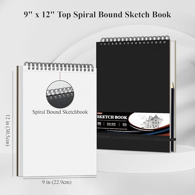 Ankkol 9x12 Sketch Book, Top Spiral Bound Sketchbook, 100 Sheets_68lb/100gsm | - Image 2