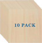 10 Pack Basswood Sheets 3mm 10 x 10 x 1/8 Inch Plywood Board, Thin Natural by MIVIDE