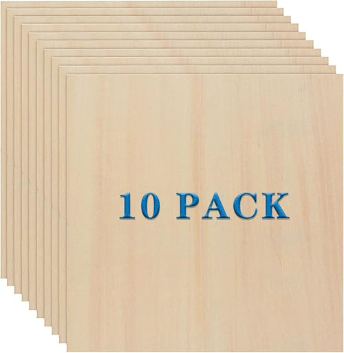 10 Pack Basswood Sheets 3mm 10 x 10 x 1/8 Inch Plywood Board, Thin Natural by MIVIDE