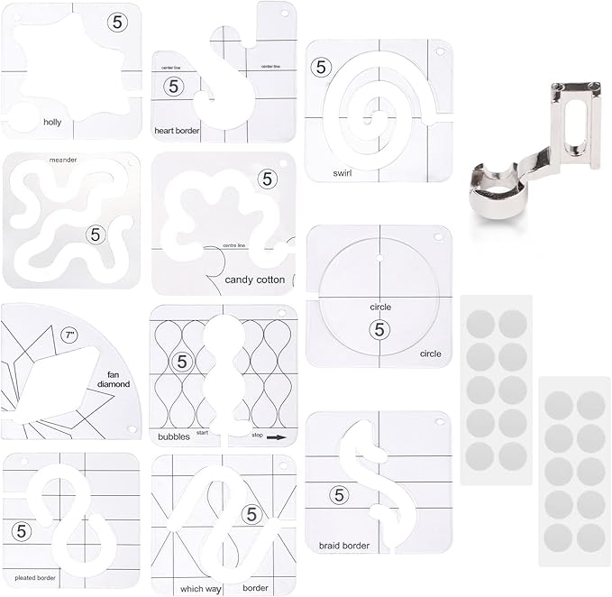 14 PCs Free Motion Quilting Template Set Includes 11 Quilting Templates by AUMACHEN