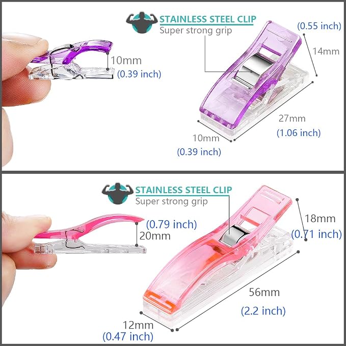Sewing Clips 100 Pcs Quilting Clips 80 Small +20 Large Fabric Clips Assorted - Image 3