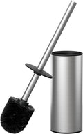 FORIOUS Toilet Brush and Holder Set Brushed Nickel, 304 Stainless Steel Long Handle and Heavy Duty Base for Bathroom Deep Cleaning, Drip-Proof, Space Saving for Storage, 2 Toilet Bowl Brush Head