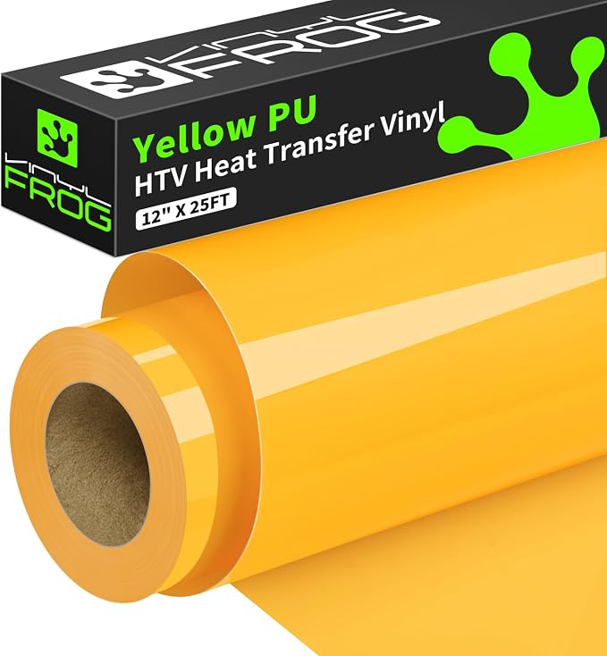 VINYL FROG Yellow Heat Transfer Vinyl Rolls 12" x25ft Iron on Vinyl | Yellow by VINYLFROG