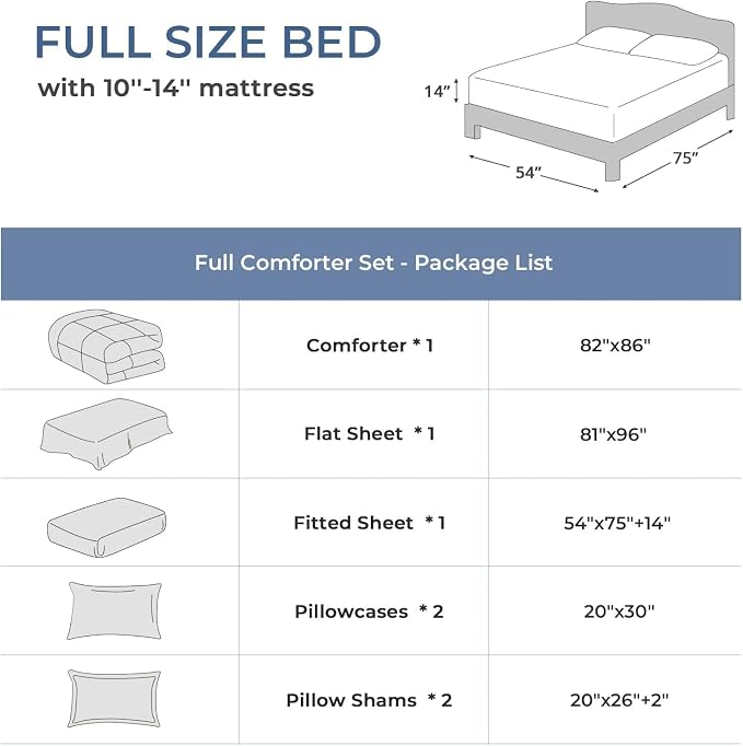 Sasttie Full Size Comforter Sets Black, 7 Pieces Bed in a Bag Full, Complete - Image 7