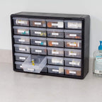 Akro-Mils 24-Drawer Plastic Storage Cabinet | 20" W x 6" D x 16" H | Black | - Image 8