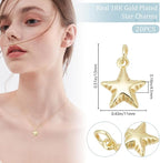 Beebeecraft 1 Box 20Pcs Golden Star Pendant Bulk Real 18K Gold Plated Brass - Image 2