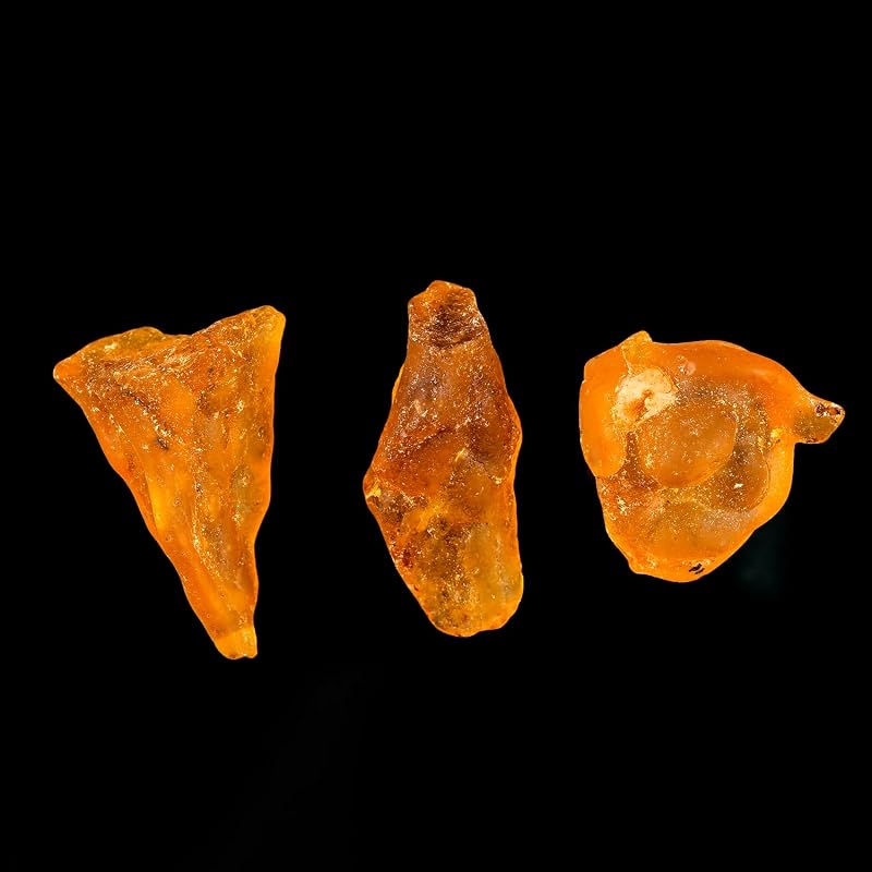 ColouredRocks 3pcs Real Amber Crystals, Raw Stones, Rough Gemstones, Jewelry - Image 2