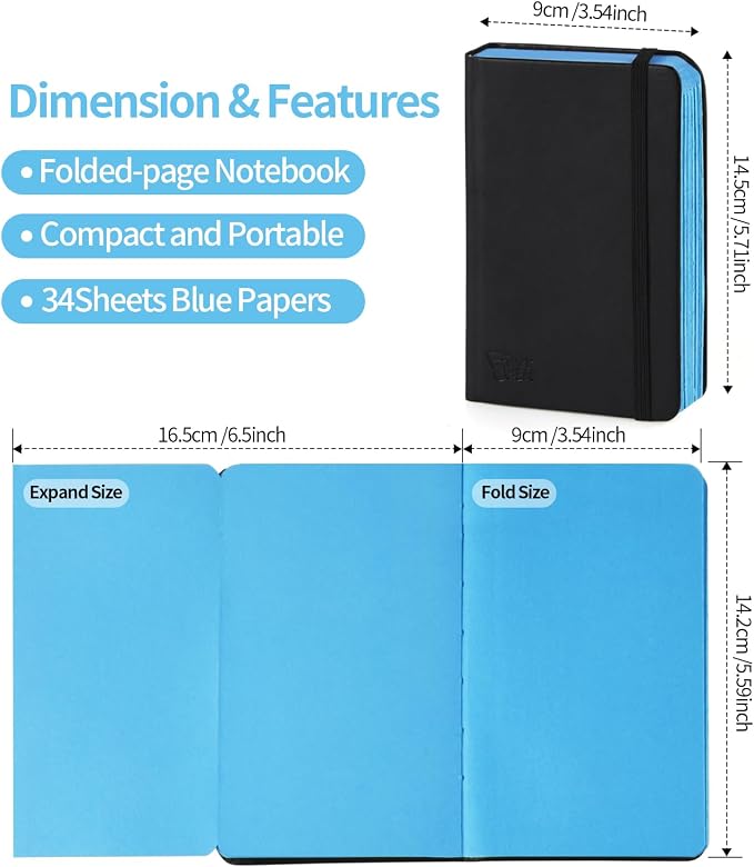 3.5x5.7inches Mixed Media Sketch Pad, 120GSM 32Sheets Folded Colored Paper - Image 2