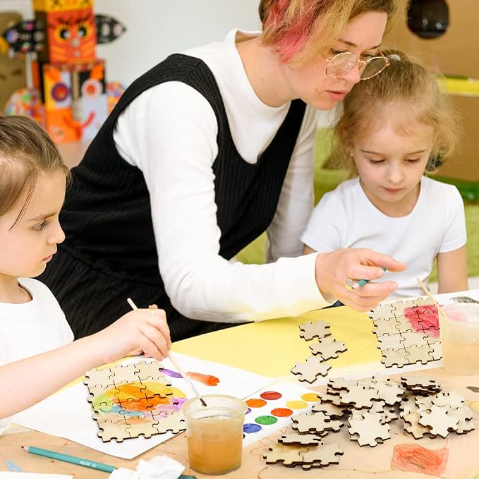 300PCS Blank Puzzles, Freeform Blank Puzzle Pieces Blank Wooden Puzzles DIY - Image 4