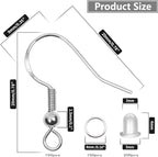 925 Sterling Silver Earring Hooks 150 PCS/75 Pairs, Ear Wires Fish Hooks | - Image 3