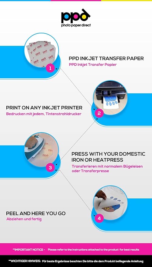 PPD 40 Sheets 8.5x11" Iron-on Heat Transfer Vinyl Paper Light Fabrics | Premium - Image 4