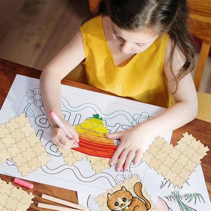 300PCS Blank Puzzles, Freeform Blank Puzzle Pieces Blank Wooden Puzzles DIY - Image 3