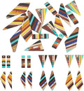 FASHEWELRY 16Pcs Geometric Resin Wood Earring Charms Colorful Wooden Earring by FASHEWELRY