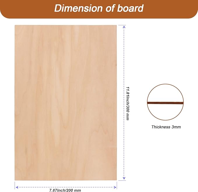 20 Pack 12 x 8 x 1/8 Inch Basswood Sheets, Rectangular Plywood Balsa Wood Sheet - Image 2