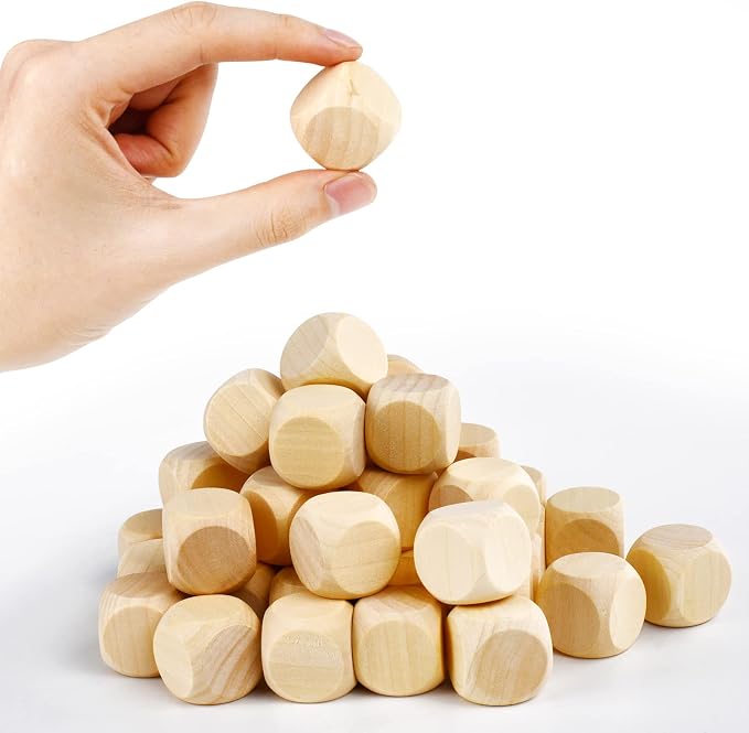 Blank Wooden Dice 1 inch 30PCS Unfinished Square Blocks 25mm Small Wood Cubes by Ourtroness