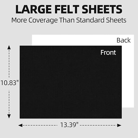6PCS Large Self Adhesive Felt Sheet, 13.4"x10.8", 2mm Thick Stiff Black Felt - Image 2