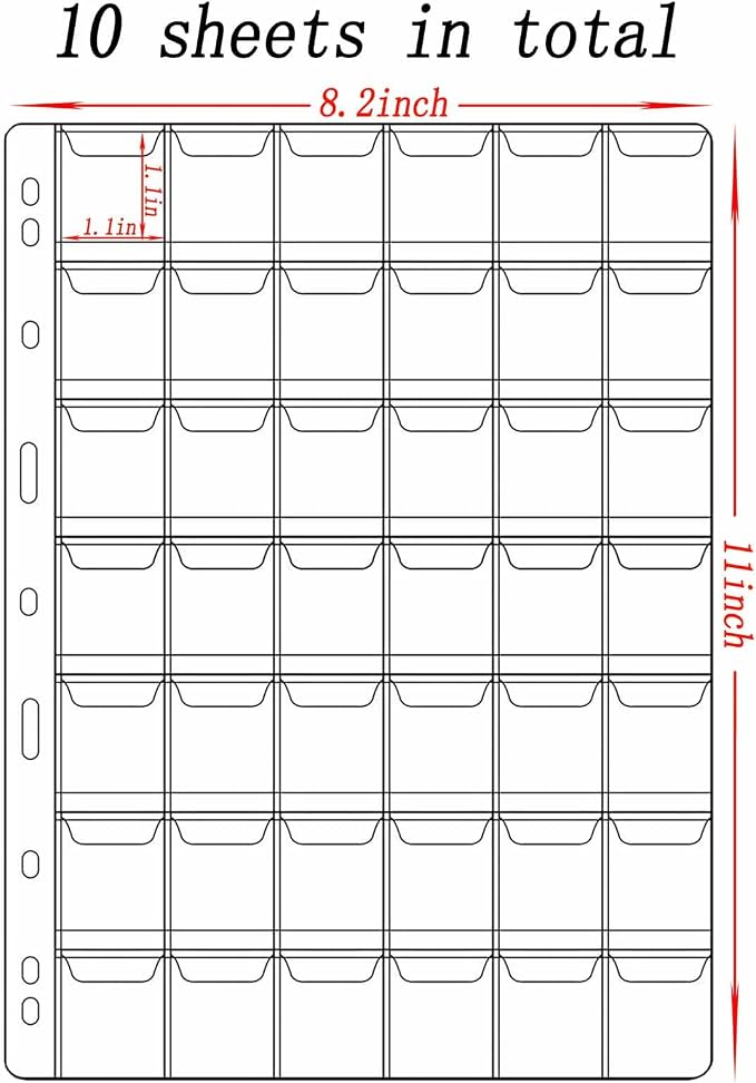 10 Sheets Coin Collection Supplies Pages, Coins Collecting Pocket Page - Image 2