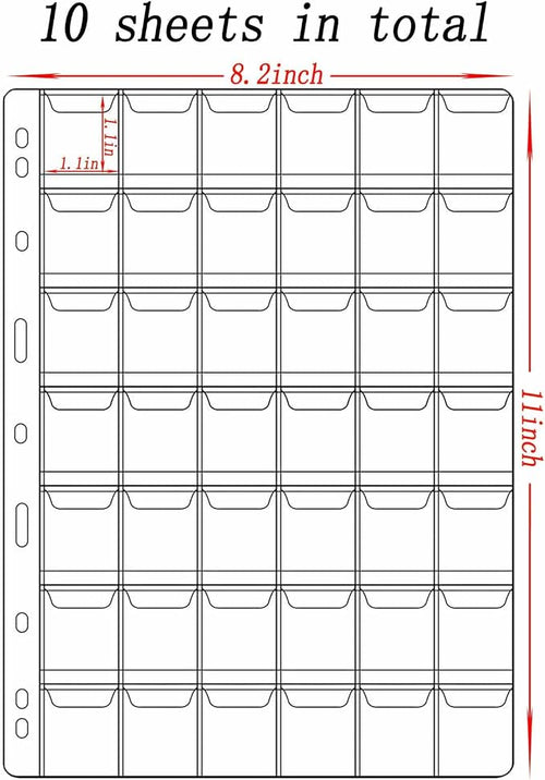 10 Sheets Coin Collection Supplies Pages, Coins Collecting Pocket Page - Image 2