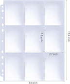 HERKKA Trading Card Sleeve Pages, 100 Pack 9 Pocket Album Pages 11 Holes Fit 3 - Image 2