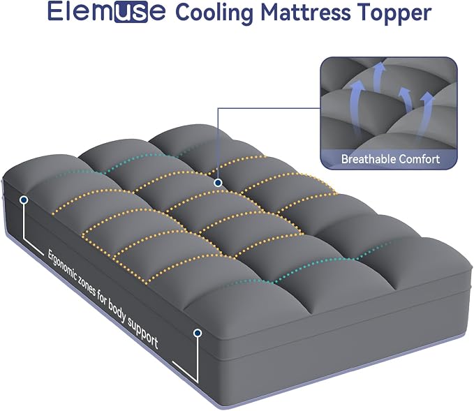 ELEMUSE Twin Grey Mattress Topper - Image 2