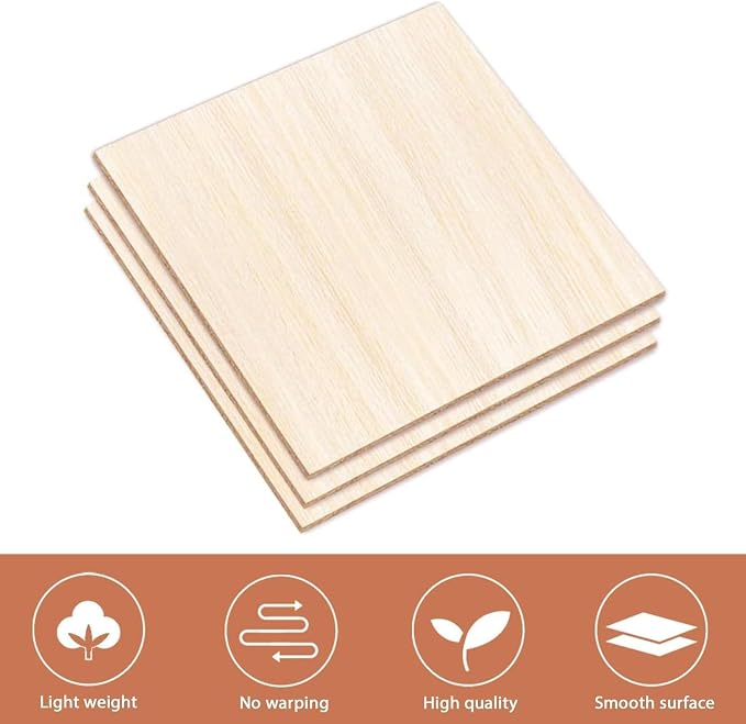 Basswood Sheets 1/8 X 12 X 12 Inch, 3 mm Plywood Sheets Balsa Wood Sheet Craft - Image 5
