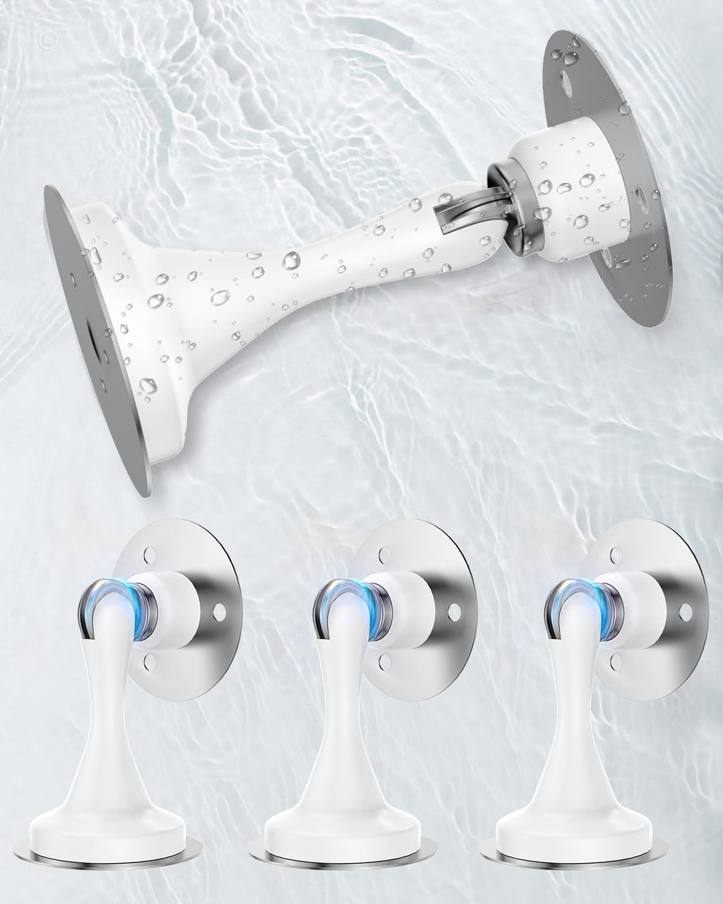 Magnetic Door Stoppers Door Catch - 4 Pack Stainless Steel Heavy Duty Door Stops for Bottom of Door, Wall & Floor Mounting No-Drill Strong Adhesive & Screws, Strong Door Holder to Keep Door Open