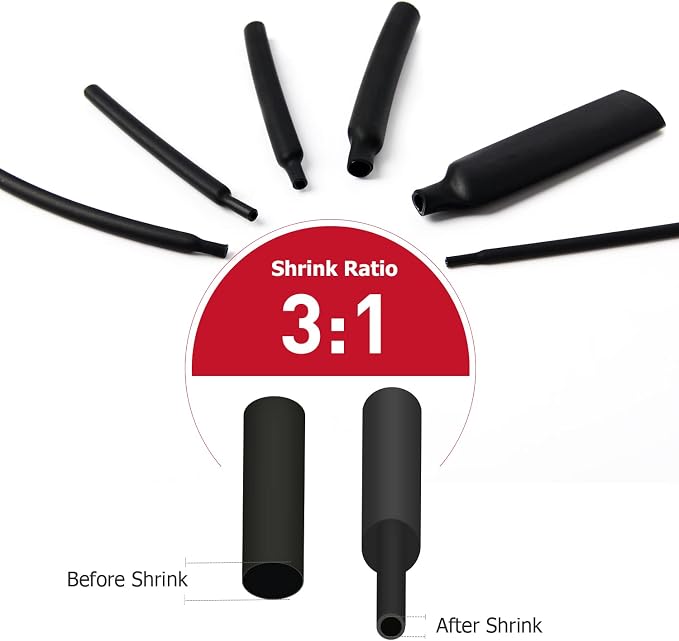 Nilight 130 Pcs 3:1 Heat Shrink Tubing Kit Dual Wall Adhesive Sleeve Tube - Image 3