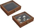 MOOCA Tempered-Glass Top 2 pieces Set Small Wooden Jewelry Display Case by Mooca