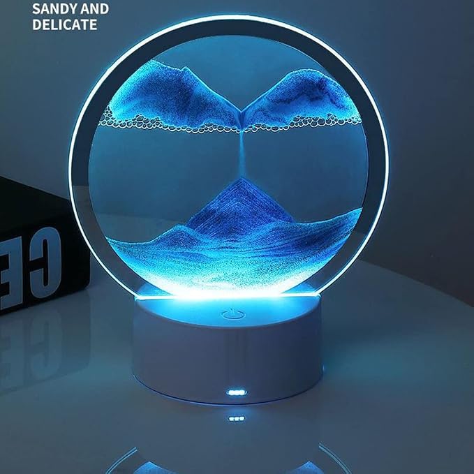 Moving Sand Art Picture Round Glass 3D Deep Sea Sandscape in Motion Display - Image 2