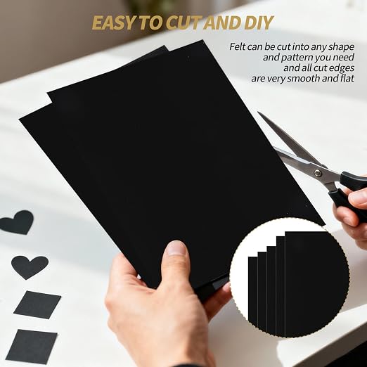 10PCS Black Felt Sheets with Self-Adhesive Backing, Soft Felt Fabric, Durable - Image 4