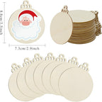 Hidreas 40 Pcs Unfinished Wood Ornaments DIY Round Wooden Ornaments Christmas - Image 2